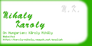 mihaly karoly business card